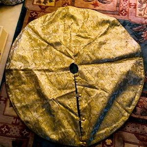Gold tapestry Christmas tree skirt